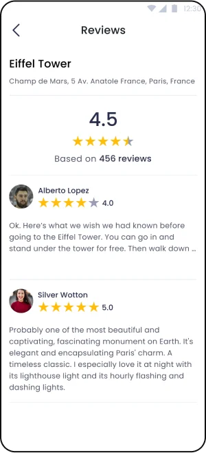 TripTrop itinerary app screens on mobile